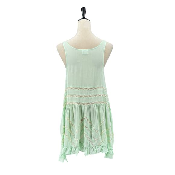 Free People Voile and Lace Pastel Mint Green Polka Dot Trapeze Slip Tank Dress - Picture 5 of 13